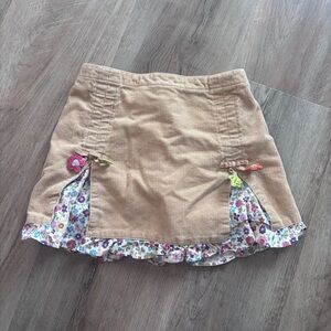 Vtg Gymboree Tan Corduroy Skort with Floral Trim